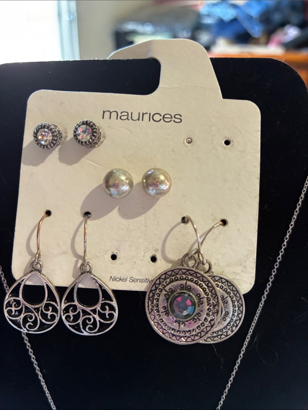 maurices Silver-Tone Mixed Earring Set with Iridescent Accents